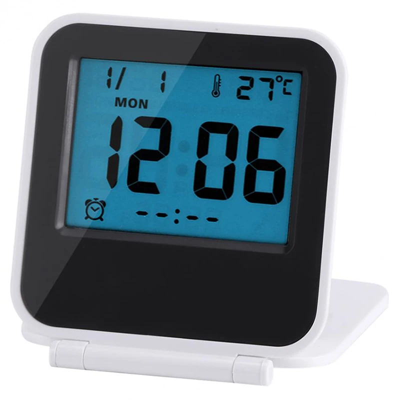 Alarm Clock Portable Foldable Tabletop Travel Digital With Temperature Calendar Date Week Kitchen | Дом и сад