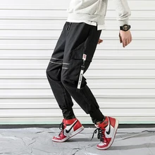 Красивые мужские брюки с несколькими карманами, Мужские штаны с эластичной талией, шаровары в стиле хип-хоп, повседневные свободные мужские штаны для бега