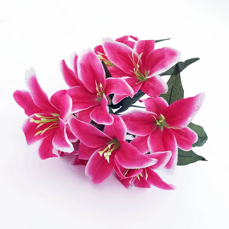 10 головок многоцветный искусственный цветок лилии букет цветов Свадебные искусственный цветок для свадьбы украшение венки - Цвет: K