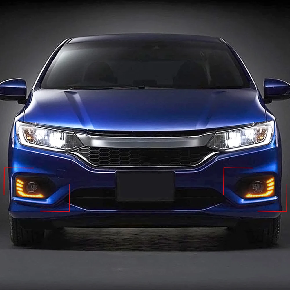Мигающий светодиодный дневные ходовые огни для Honda City 2017 2018 2019 светильник Дневной