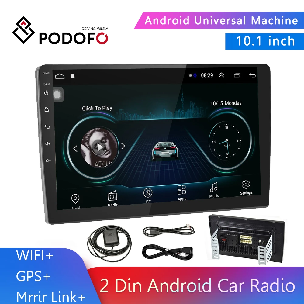 Podofo 10.1'' Android 2 din Car Radio Multimedia MP5 Player GPS Navigation Autoradio Bluetooth WIFI Mirror Link Car Audio Stereo