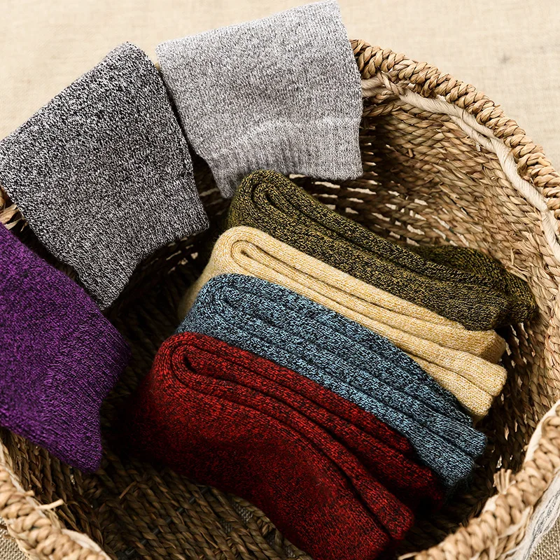 10 пар в наборе, зимние утолщенные женские хлопковые носки средней длины, одноцветные теплые махровые носки, фабричные женские носки