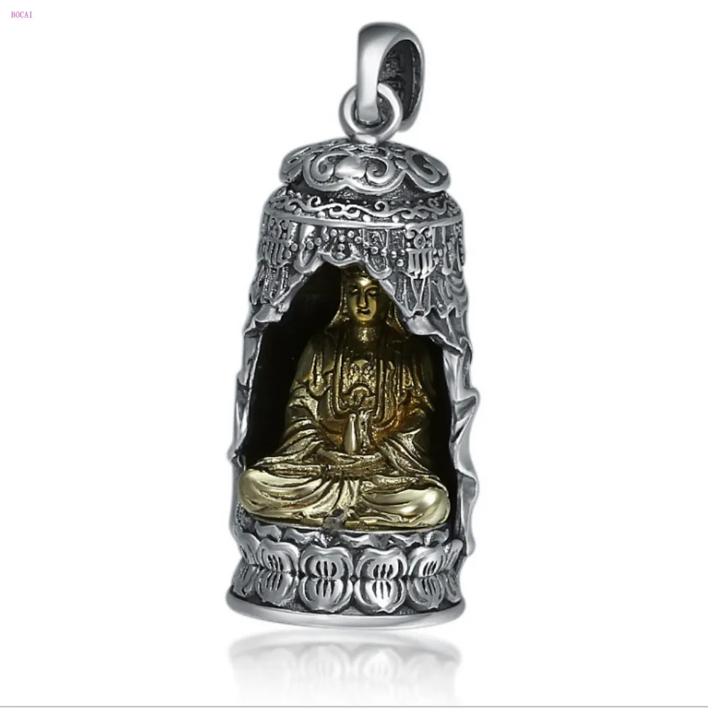 S990 чистое серебро Ретро личность оригинальность подвеска с avalokiteshvara статуя Будды свитер цепь кулон для мужчин и женщин