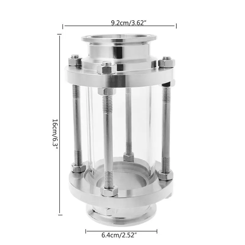 " Tri Clamp Клевер поток прицел стекло диоптрий для домашнего пивоварения дневник продукт SUS304 нержавеющая сталь санитарная фитинговая муфта OD 64 мм