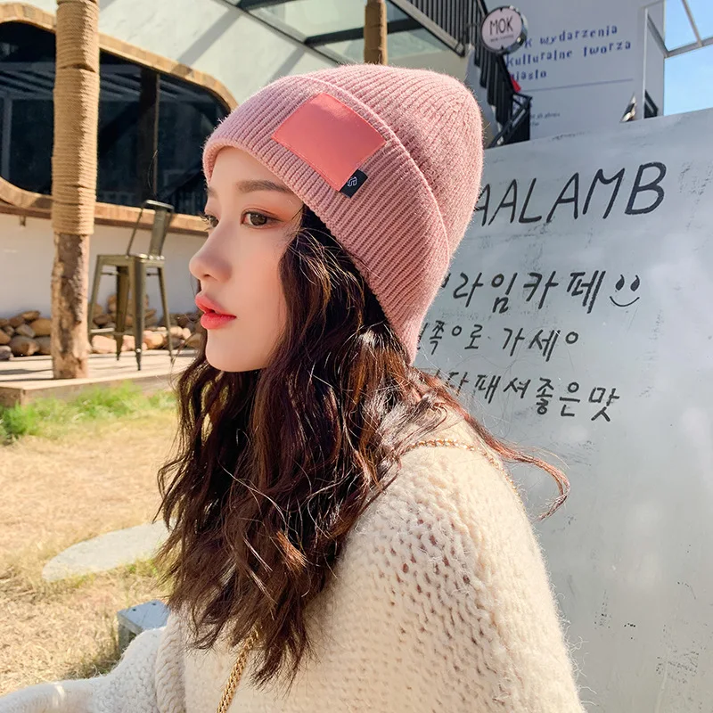 Beanie Hats for Women Winter Hat Knitted Skullies Autumn Ladies Warm Bonnet Cap Female Girl Red Black White Pink caps | Аксессуары для
