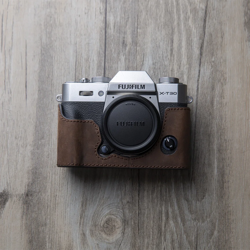 

AYdgcam Genuine Leather Camera case Handmade Video Half Bag For Fuji Fujifilm XT10 XT20 XT30 Retro Vintage Bottom Case