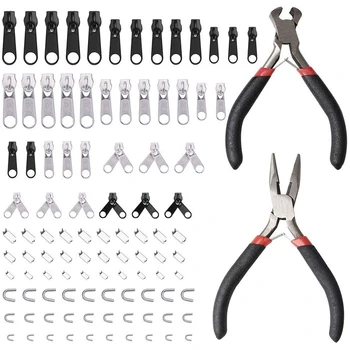 

86Pcs Zipper Replacement Parts Zipper Repair Kit for Repair Jeans, Coats and Jacket Zipper