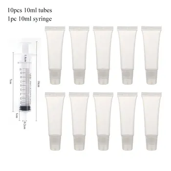 

10 Pcs 10ml Empty Lip Gloss Tubes with Syringe Clear Soft Lip Gloss Container Refillable Lipgloss Tubes for DIY Cosmetic Makeup