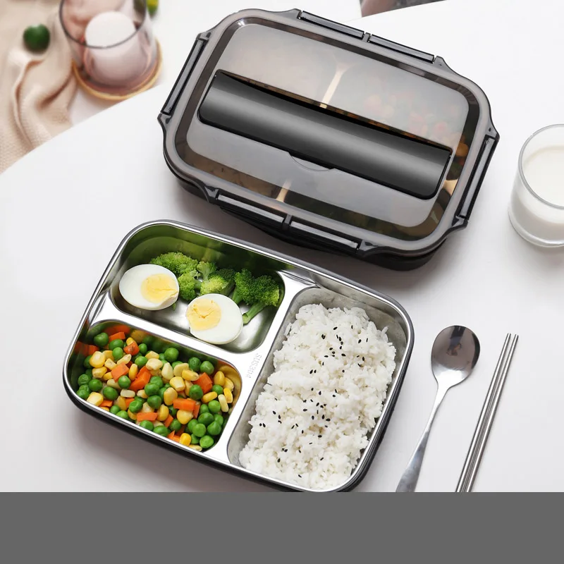 3 Grid Black 304 из нержавеющей стали японский Bento Box Термосумка набор портативный офисный школьный Ланч-бокс для детей и взрослых контейнер для еды - Цвет: 3 Grid Black