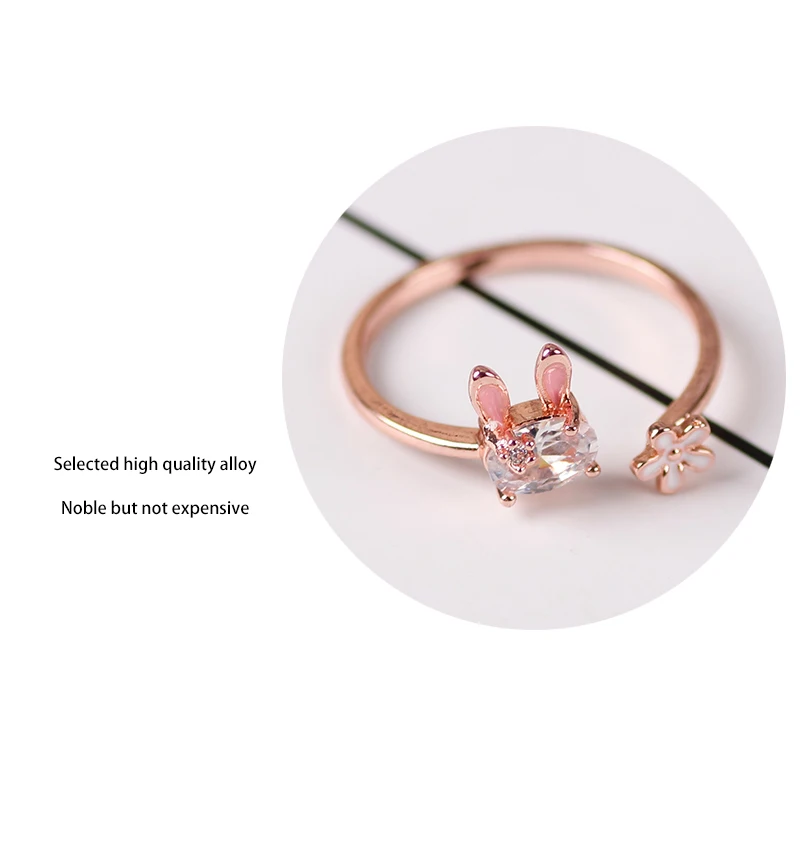 Hot Selling Fashion Jewellery Women's Ring Cute Rabbit Animal Rings Opening Adjustable Metal Ring 2021 New Pink Jewelry Gift Hot Selling Fashion Jewellery Women's Ring Cute Rabbit Animal Rings Opening Adjustable Metal Ring 2021 New Pink Jewelry Gift