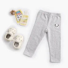 Осенне-зимние штаны в полоску из чистого хлопка для девочек г., леггинсы унисекс с героями мультфильмов детские весенне-осенние женские повседневные штаны