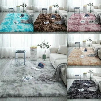 

Long Hair Solid Carpet Living Room Decor Artificial Skin Rectangle Fluffy Mat Pad Anti-Slip Chair Sofa Cover Plain Area Rugs