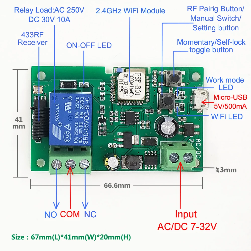 EACHEN Wi Fi Беспроводной умный переключатель релейный модуль для умного дома 5V 5V/12V Ba