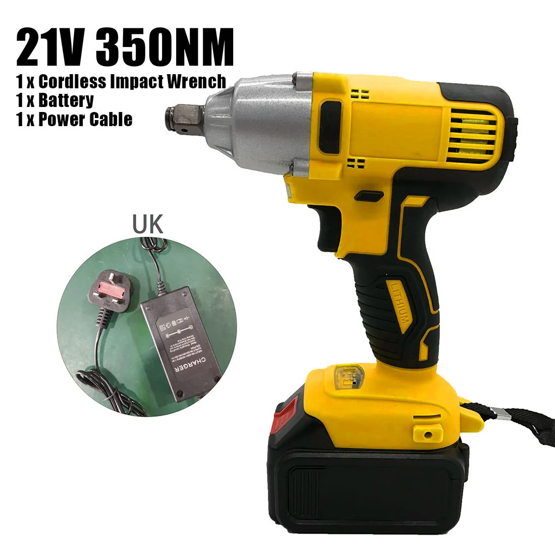 

21V 350NM Cordless Electric Impact Wrench Driver Power Tool W/ Battery & Charger Electric Drill Tools Ferramenta Woodworking