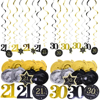 

8pcs/set 18/30/40/50/60 Year Old Birthday Party Decoration Plastic Spiral foil Ornaments for Birthday Adult Hanging Flag Garland