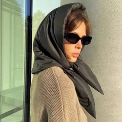Fashion Quilted Headscarf Winter Puffer Scarf Warm Triangle Shawl Hood Scarf Puffy Light Kerchief Puff Neck Scarf-hood Snood