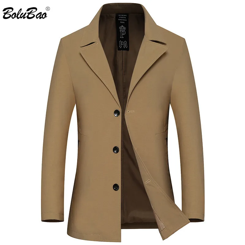 

BOLUBAO Brand Men Trench Coats Fashion Men's Solid Color Business Casual Trench High Quality Male Trench Dress Coats Clothing