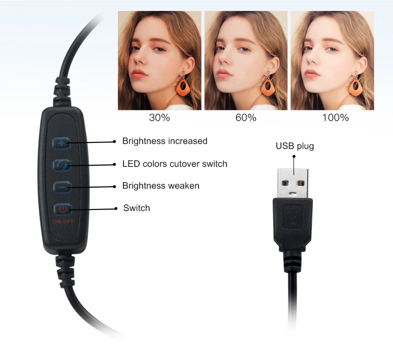 Новинка USB с регулируемой яркостью светодиодный светильник для селфи кольцом