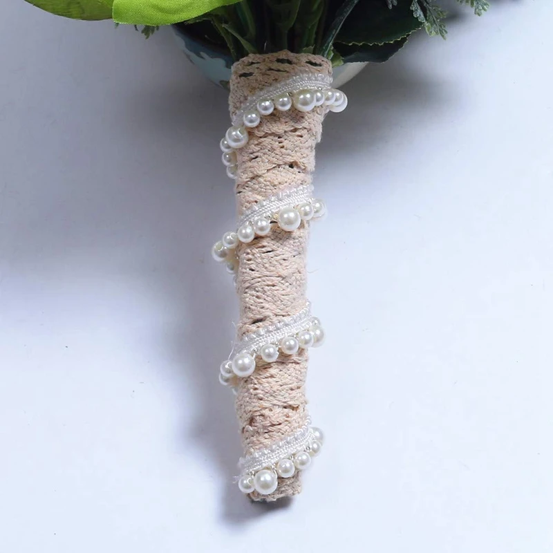Bridal Wedding Bouquet Romantic Handmade Artificial Peony Rose Pearl Suitable for Wedding Party Home Decor