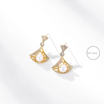 

fashion fan shaped women earrings for women pearl earrings 2020