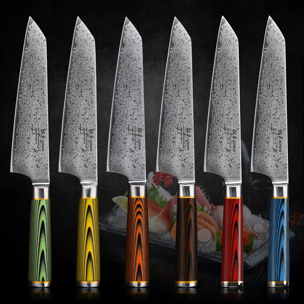 8 дюймов поварской нож TURWHO Gyuto из высокоуглеродистой дамасской стали японские