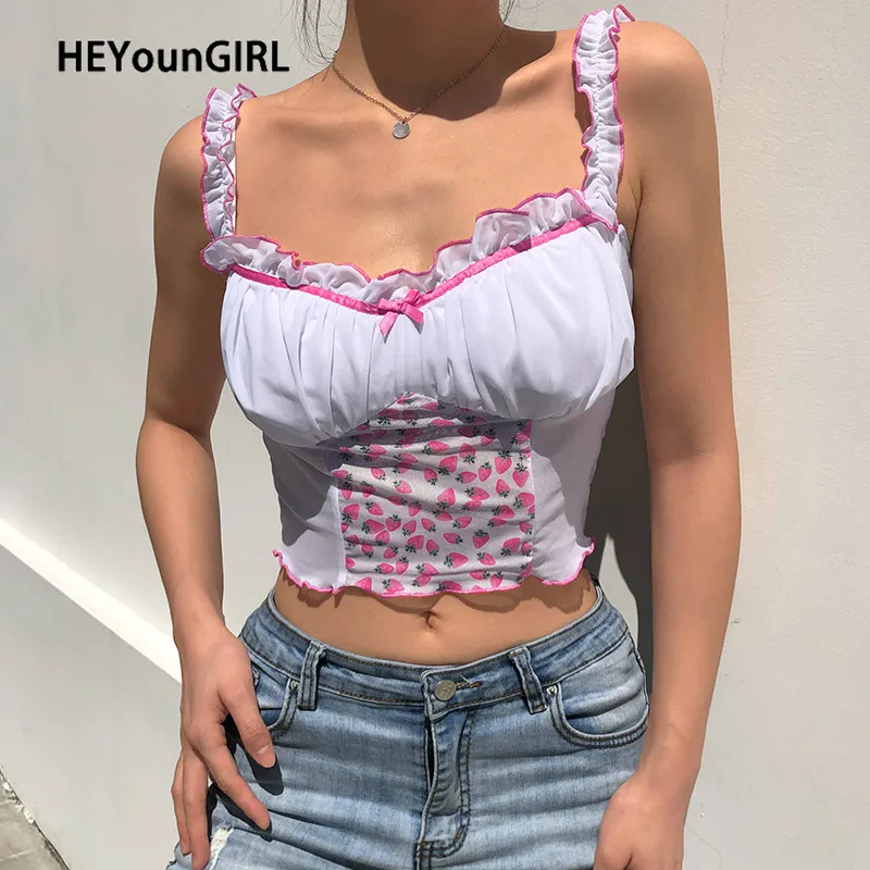 Сексуальный женский топ HEYounGIRL с вышивкой сетчатый кроп-топ без рукавов футболки