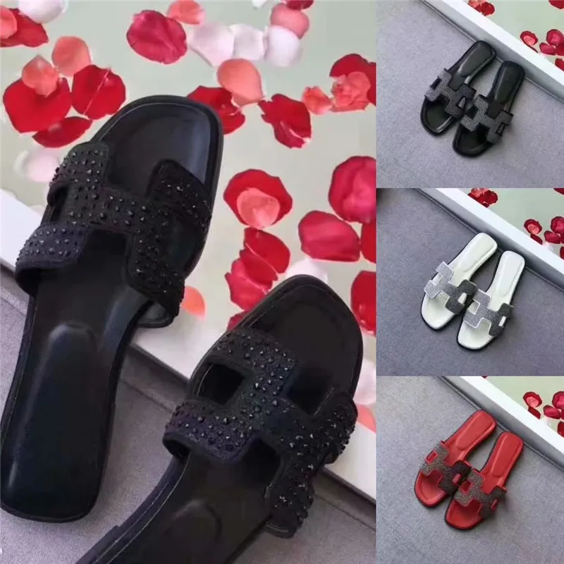 

womens shoes New Flat-soled Sandals Women H Press Drill Outside Wear Simple Leisure Beach Open-toed Slippers shoes woman