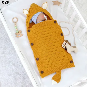 

Newborn Baby Swaddle Blanket Knit Crochet Winter Warm Hooded Sleeping Bag Boys Girls Stroller Crib Wrap Baby Sleeping Envelope