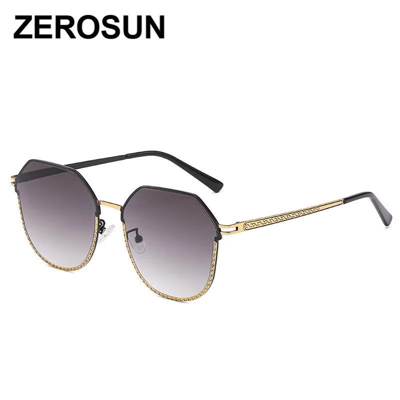 Zerosun, модные солнцезащитные очки для женщин и мужчин, полигон, солнцезащитные очки для женщин, негабаритные, градиентные линзы, оттенки,, Новинка - Цвет линз: Серый