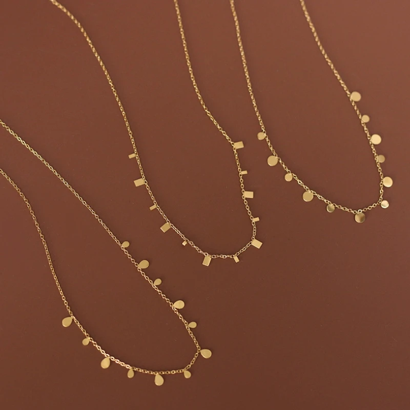 Stainless Steel Round Gold Disc Coin Choker Necklace For Women 14k gold Tassel Coins Charms Necklace collar Gift for Female
