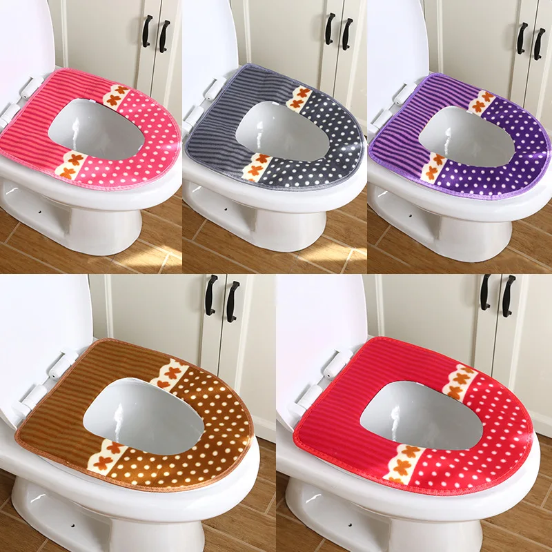 

Washable Toilet Seat Mat Set Toilet Case Thick Velvet Warm Toilet Seat Cover Waterproof Sticky Toilet Mat Bathroom Accessories