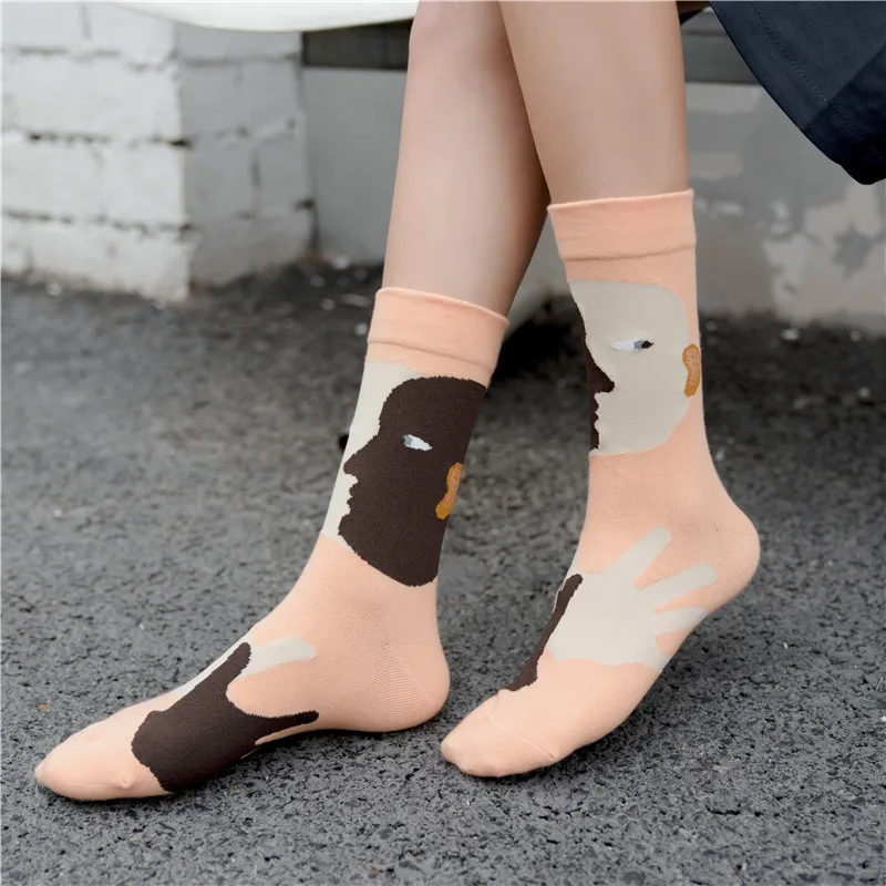 pink 04 Забавная уличная одежда, скейтборд, новинка, корейские зимние спортивные женские хлопковые милые Мультяшные носки, теплые сумасшедшие короткие счастливые носки для женщин и мужчин - Цвет: pink 04