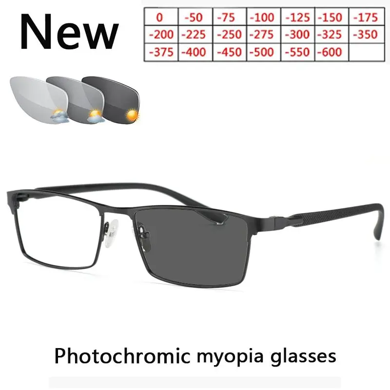 

Высококачественные Металлические солнцезащитные фотохромные очки UV400 для мужчин и женщин, оптические очки с диоптриями-1,25