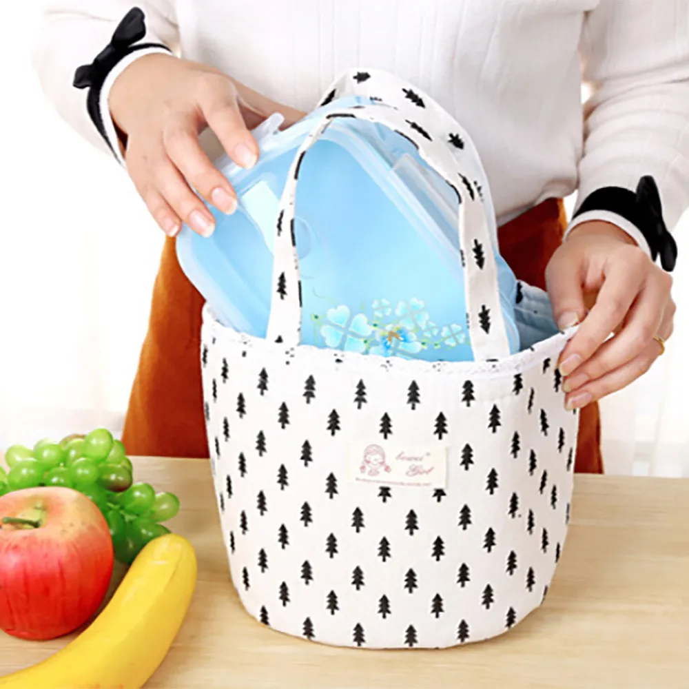 

Portable Thermal Cooler Insulated linen Lunch Bag Tote Storage Picnic Bags Container School Food Storage Bags #H
