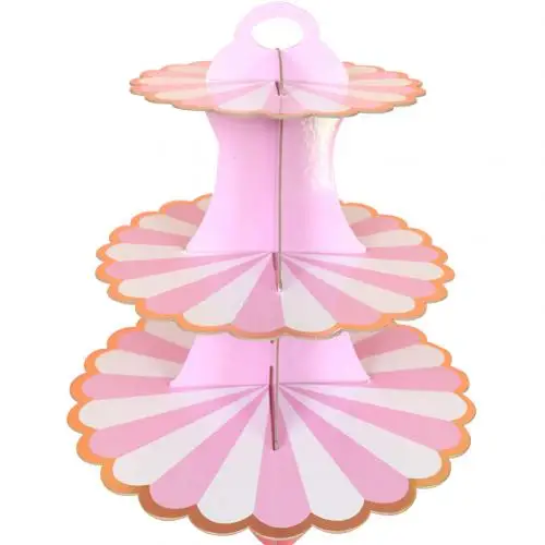 3-Слои Rround кекс десерт Бумага Полотенца стенд фруктовый Дисплей держатель на день рождения и свадьбу полки вечерние поставки - Цвет: Pink lollipop