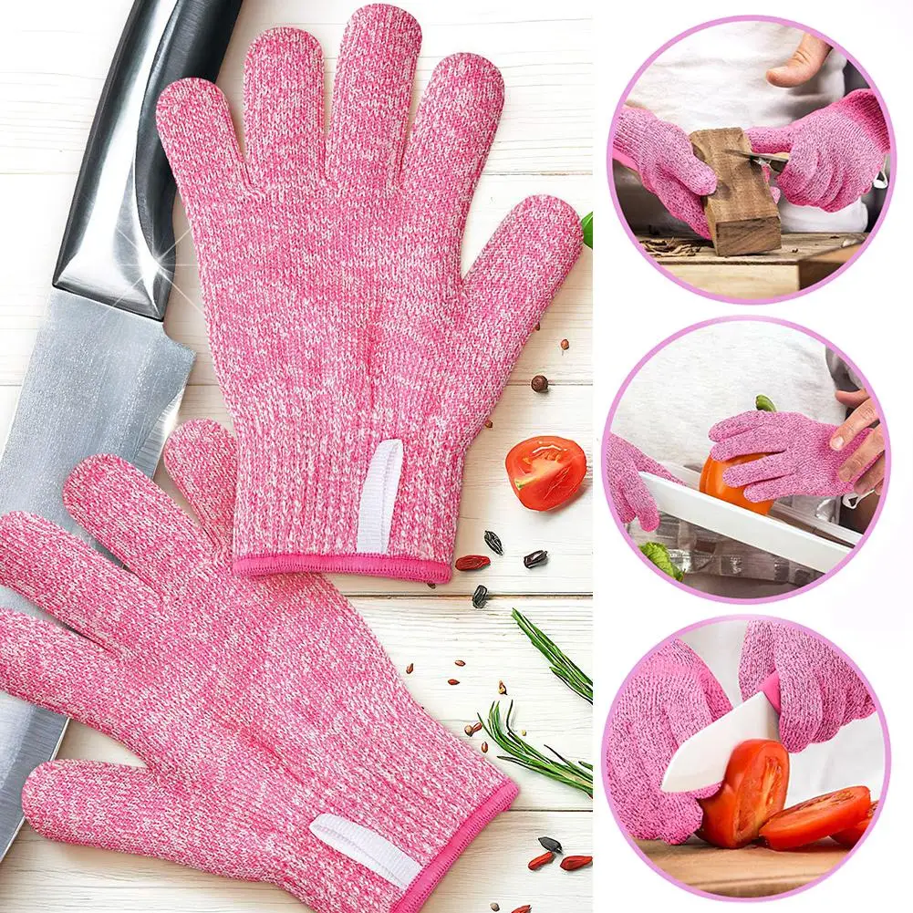 

1Pair Kitchen Gloves High Strength Heat Resistant Oven Mitts Adjustable Anti-cut Level 5 Protection Gloves Baking Cooking Tools