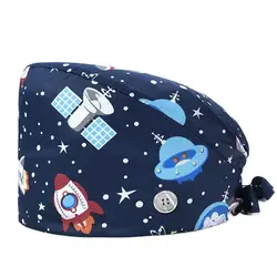Nova unisex hospital cirúrgico boné floral bouffant tampão sanitário ajustável suor absorvente salão de beleza clínica enfermeira chapéus mulher