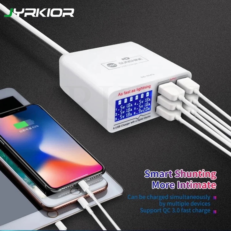 

Quick Charging QC 3.0 Intelligent Automatically Turn on Protection LCD Digital Display Real-time Dynamic USB Lightning Charger