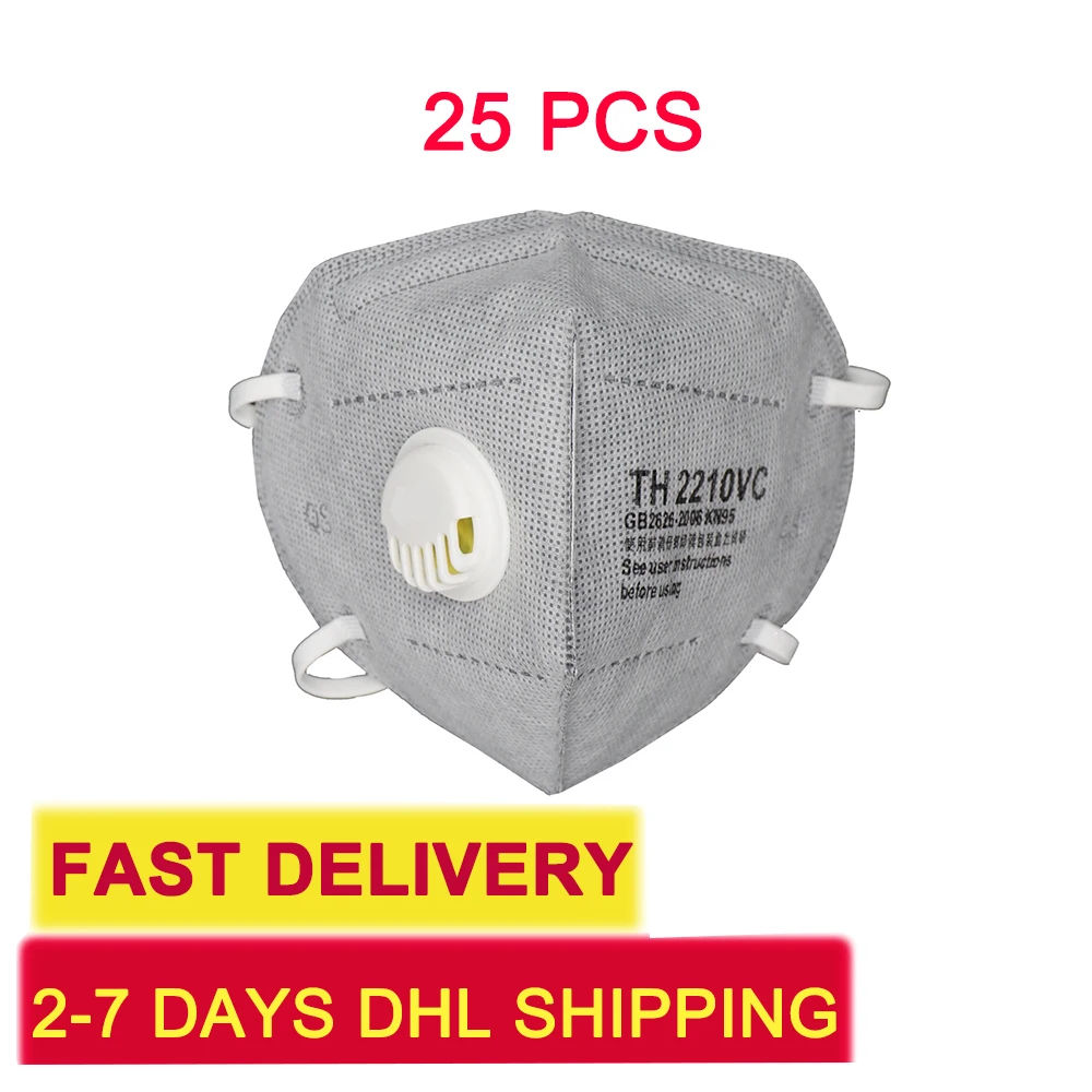 

2-7Days free DHL 25pcs KN95 Face Mask N95 Reusable Anti Pollution Mouth Mask Surgical Activated Carbon Mask Filter With Holes