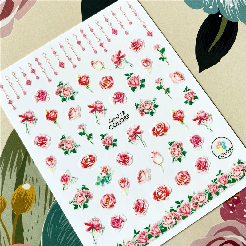 CA-211-264 Belle beauty цветок кошка Роза 3D наклейка для ногтей Наклейка для ногтей украшение для ногтей инструмент для ногтей украшение для ногтей - Цвет: CA-212