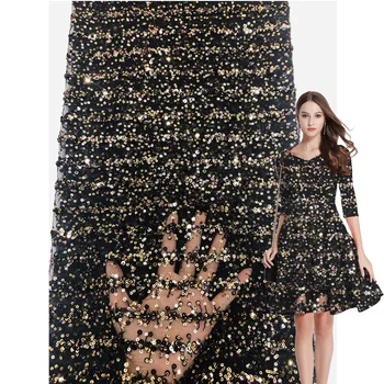 

african mesh sequin lace fabric 2020 high quality diy sequin lace fabric 5yards french net emboidered lace fabric for dress