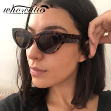 WHO CUTIE, Овальные Солнцезащитные очки для женщин, фирменный дизайн, винтажная леопардовая оправа, овальные линзы, 90 S, солнцезащитные очки «кошачий глаз», солнечные оттенки OM561B