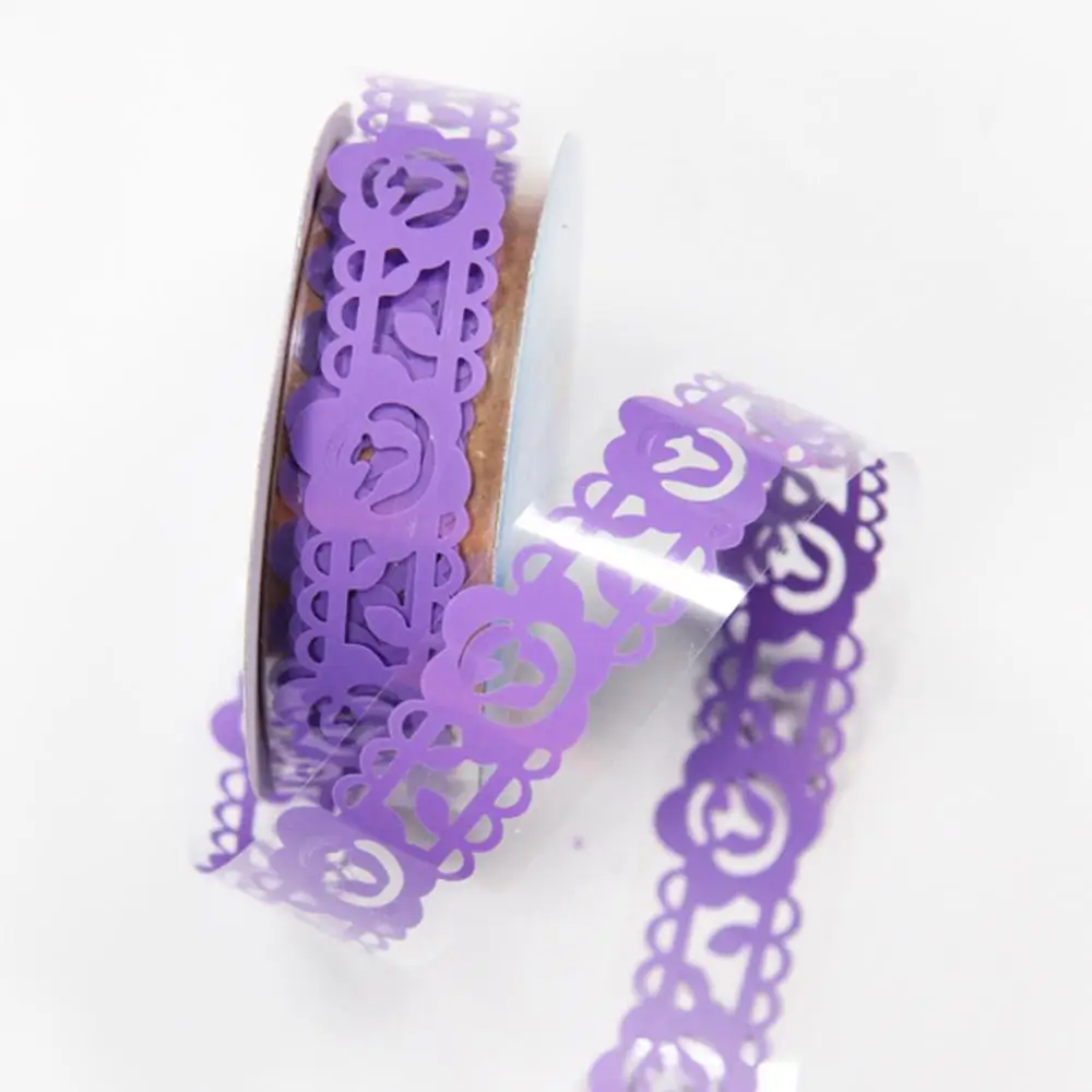 Цветок маскирующая лента бумажная лента альбом декоративный рулон кружева Скрапбукинг самоклеющиеся DIY стикер для рукоделия - Цвет: purple