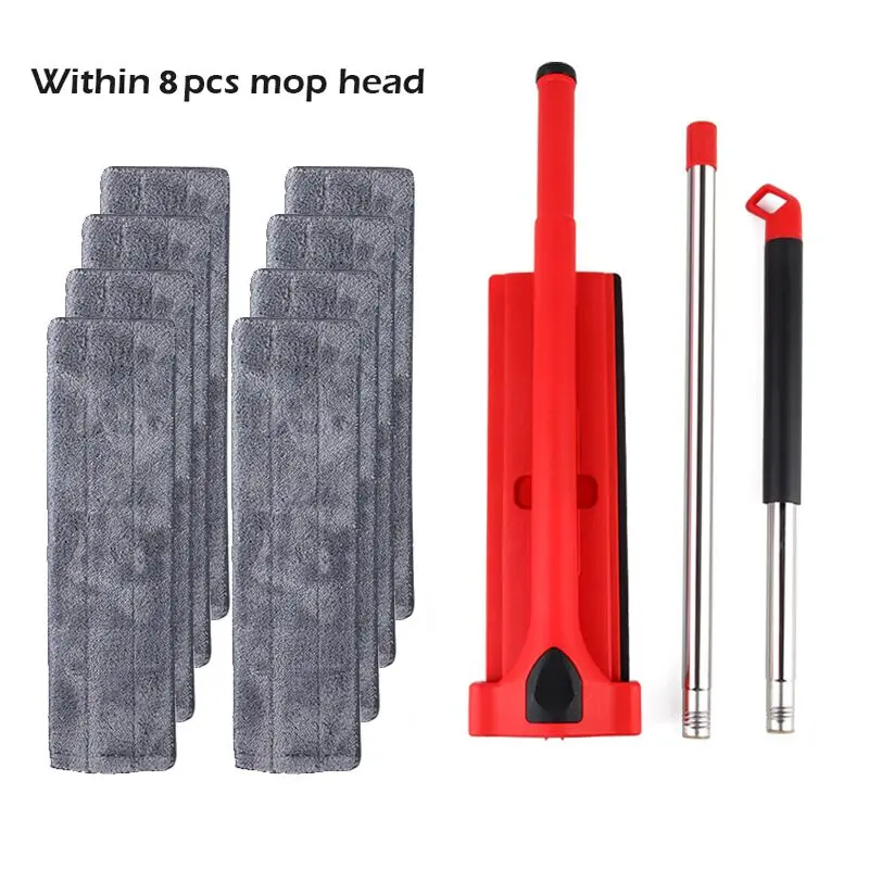 8pc mop rag Самоотжимная плоская Швабра для мытья рук, вращающаяся на 360 градусов, деревянная Швабра для мытья полов, инструмент для уборки дома, коврик из микрофибры - Цвет: 8pc mop rag