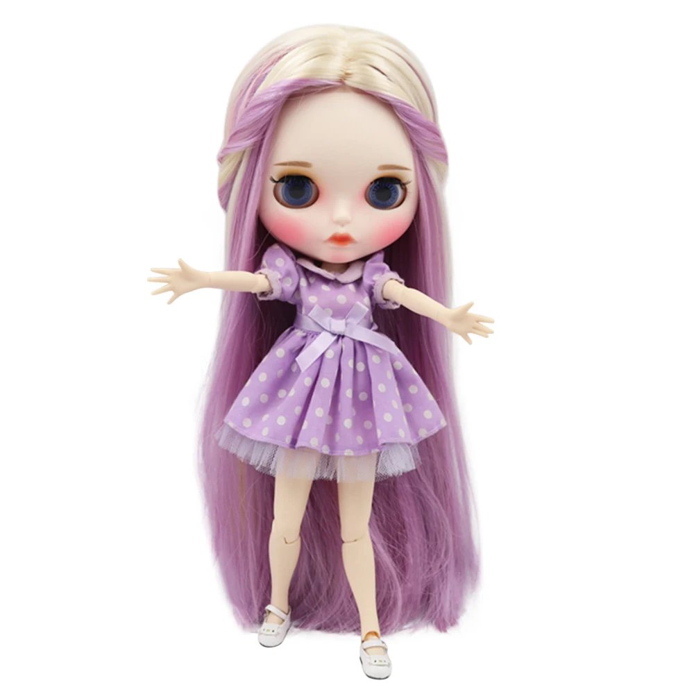 Кукла Blyth ICY DBS кукла блонд микс фиолетовые и розовые волосы резные губы матовое