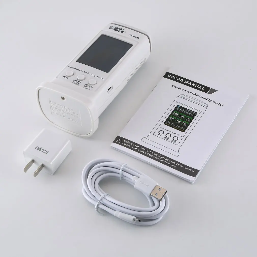 

PM2.5 Detector Air Quality Monitor Digital Testing Appliance For Supervising Formaldehyde TVOC PM2.5 PM10 HCHO