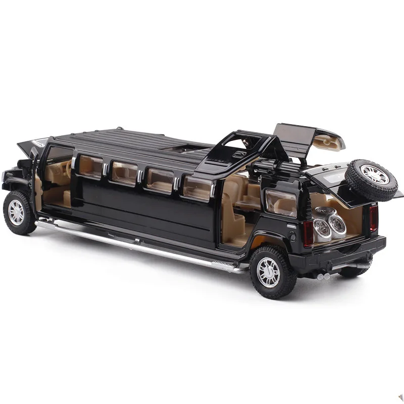 Высокая имитация 1:32 Сплав hummer limousine Металл литой автомобиль модель оттягивающийся мигающая детская музыкальная игрушка транспортные средства