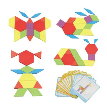 

Baby Toys for Children Tangram Puzzle Set Kids Early Learning Jigsaw Intellectual Kids Wooden Puzzles