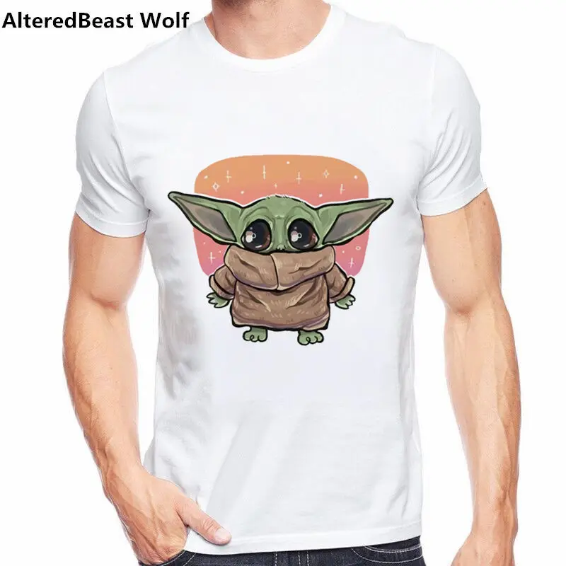 Ребенок в Маскировка футболка Для мужчин одежда camiseta Милое детское футболка yoda принт Мандалорское Забавные футболки Для мужчин Детские Йоды футболка