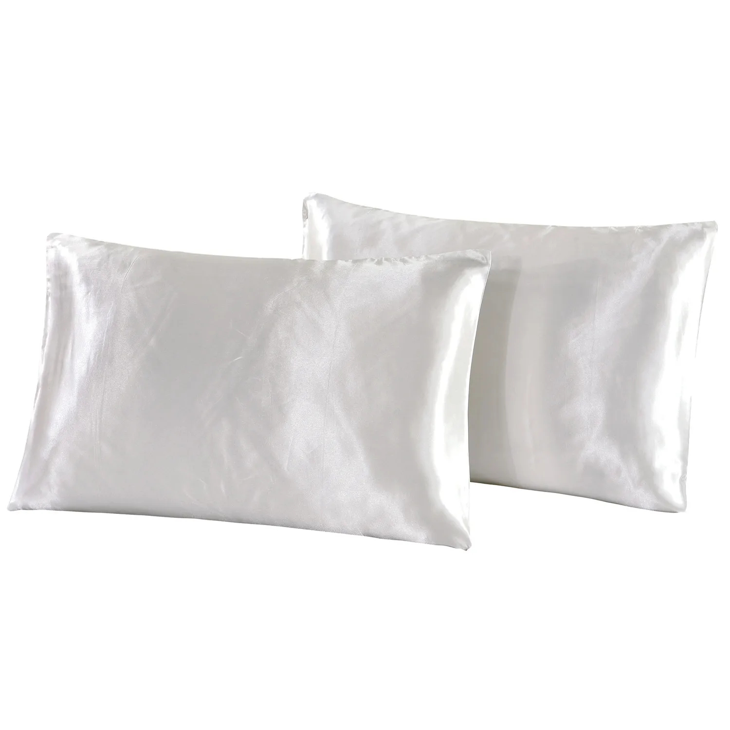 

2Pcs White 100% Silky Satin Hair Beauty Pillowcase Soft Emulation Pillow Single Cover Chair Seat Silk Pillowcase Cover